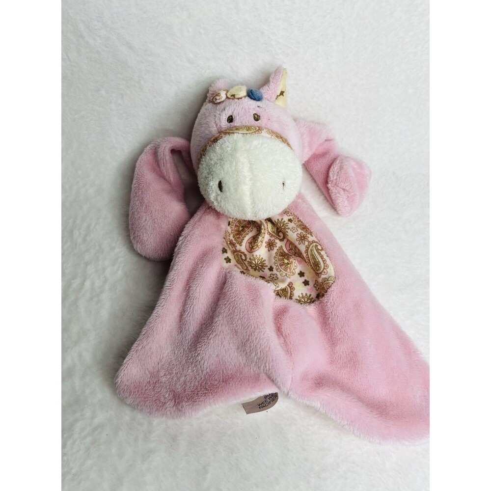 Baby Ganz Horse Lovey Security Blanket Pink 10” Pacifier Holder Wee Western Cozy